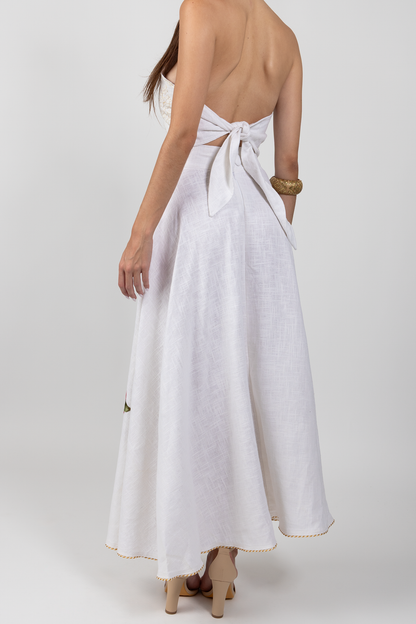 Rose Linen Skirt - White
