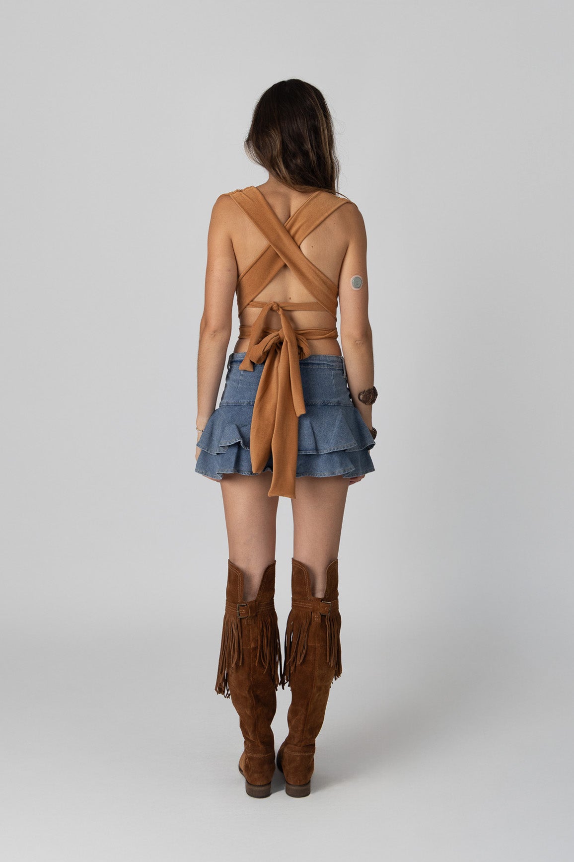 volado mini falda – denim azul