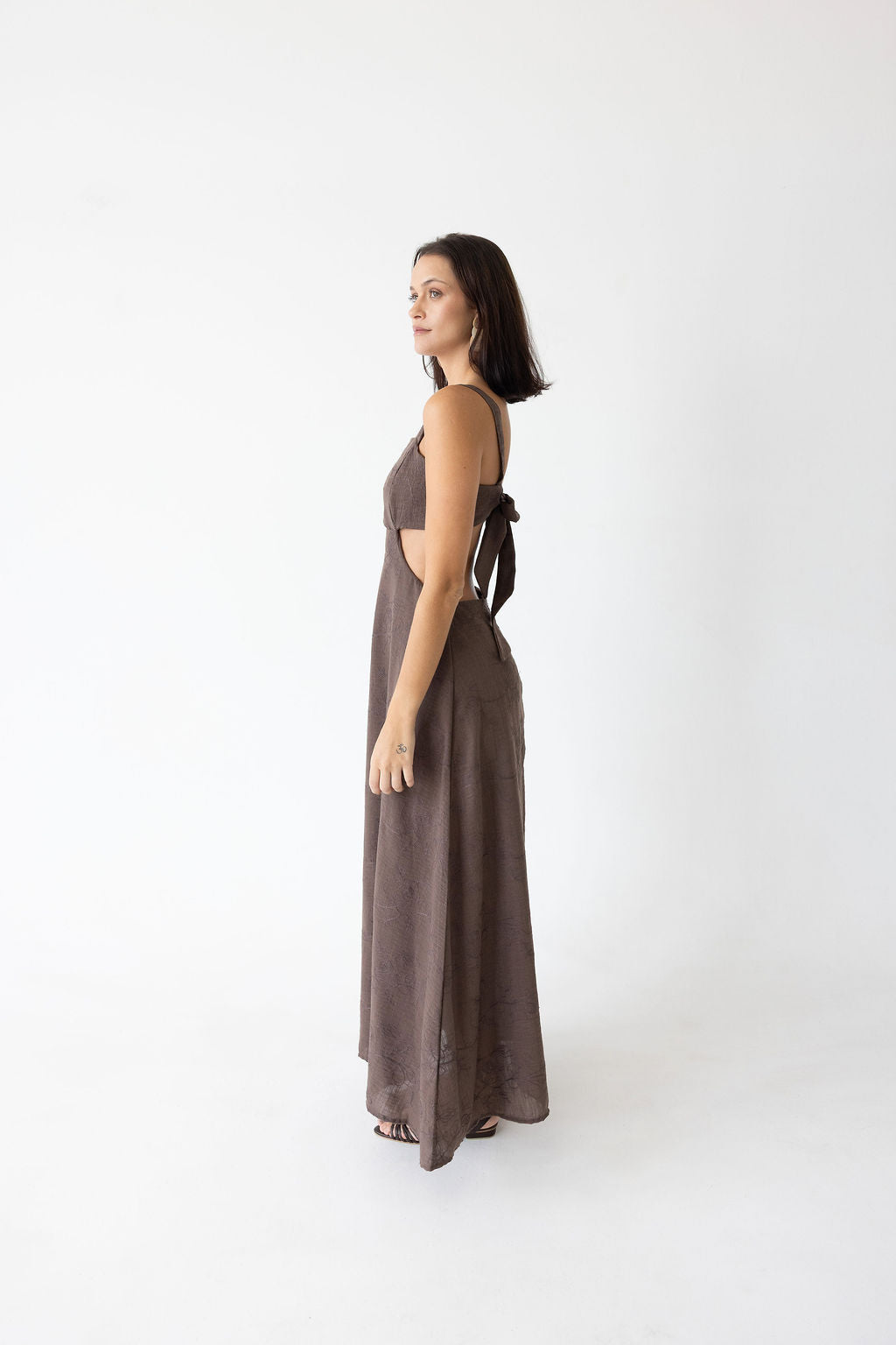 serena halter dress - brown