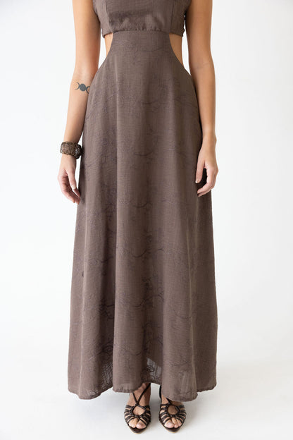 Serena Halter Dress - Brown