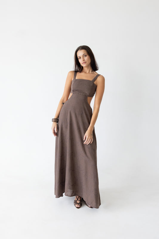 Serena Halter Dress - Brown