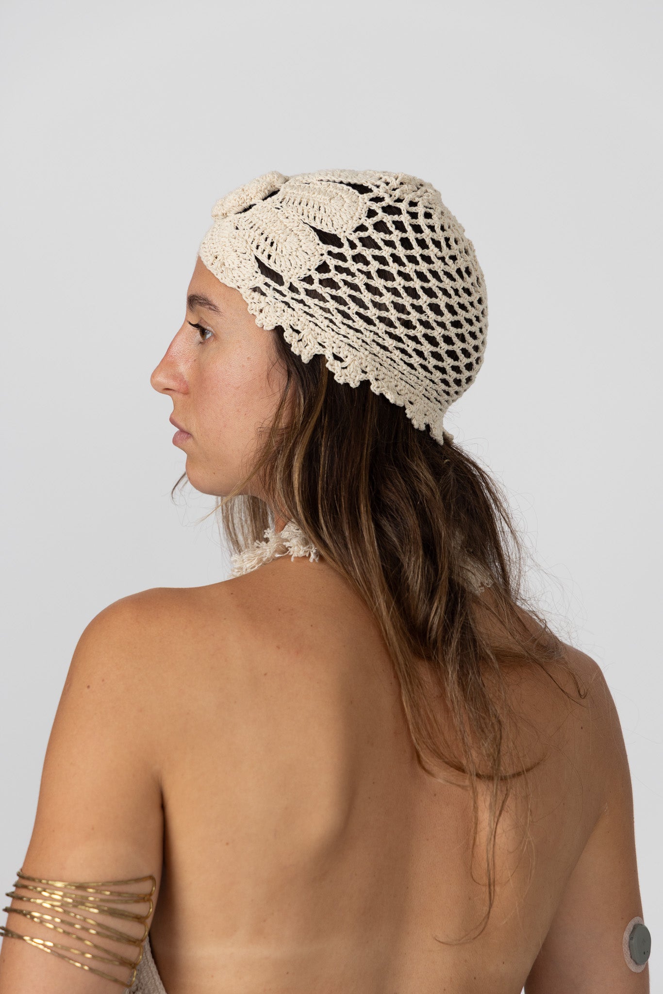 gorro de crochet - natural