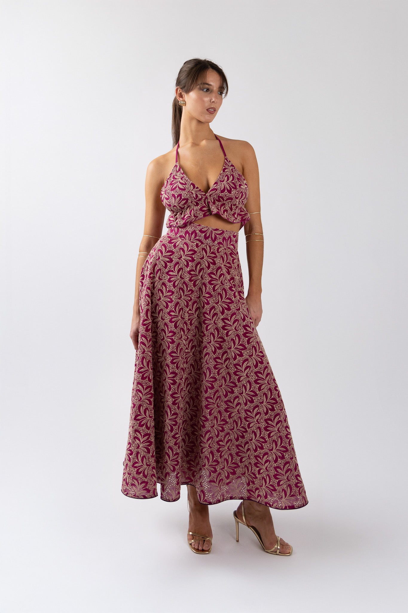 magenta maxi skirt