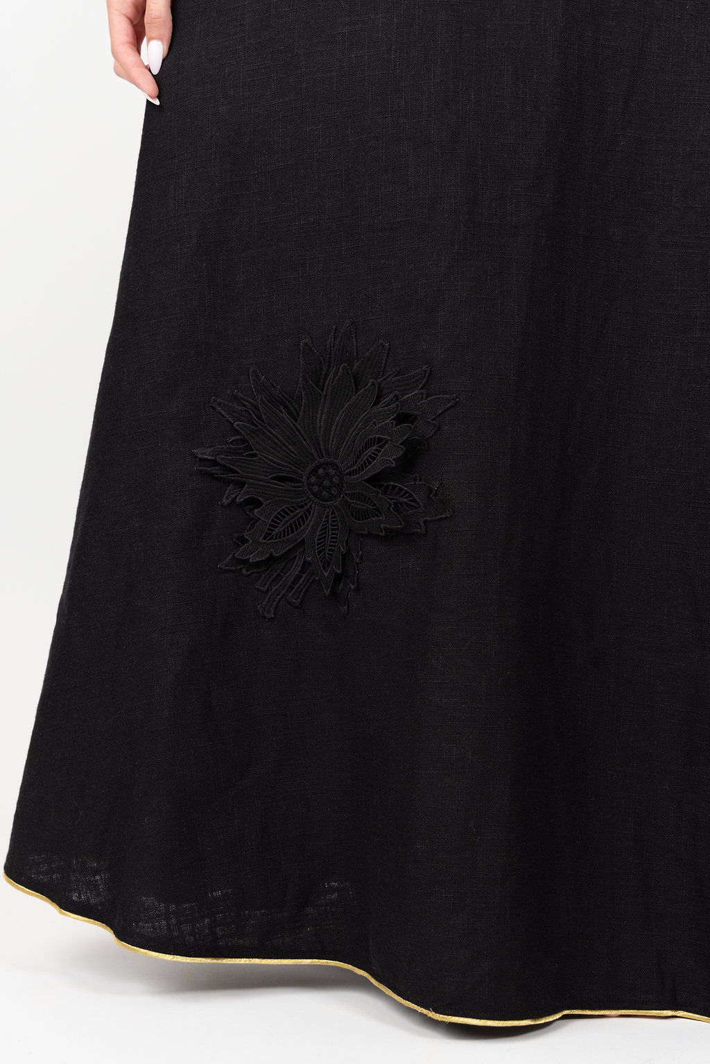 flower linen skirt