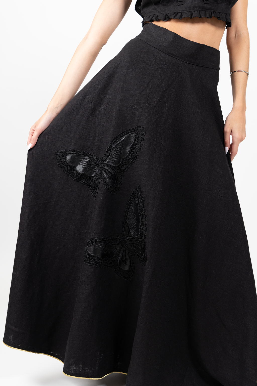 mariposa linen skirt - black
