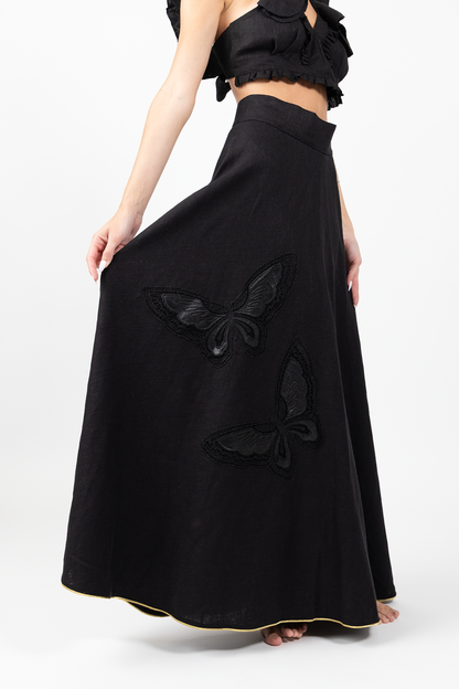 Mariposa Linen Skirt - Black