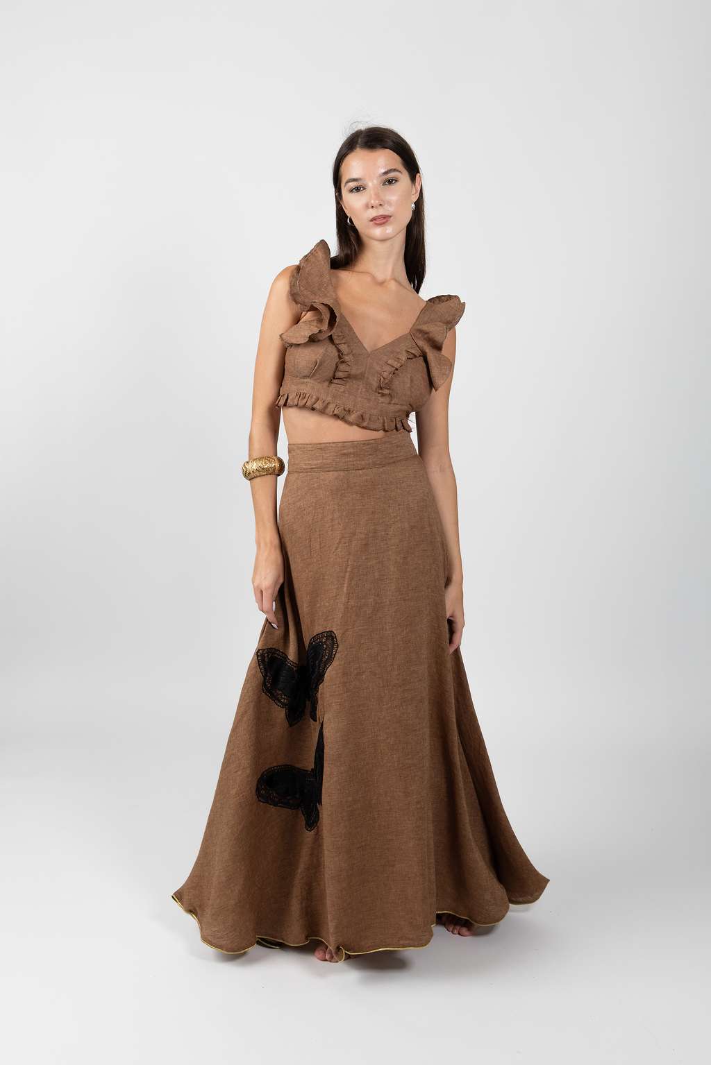 mariposa linen skirt - brown