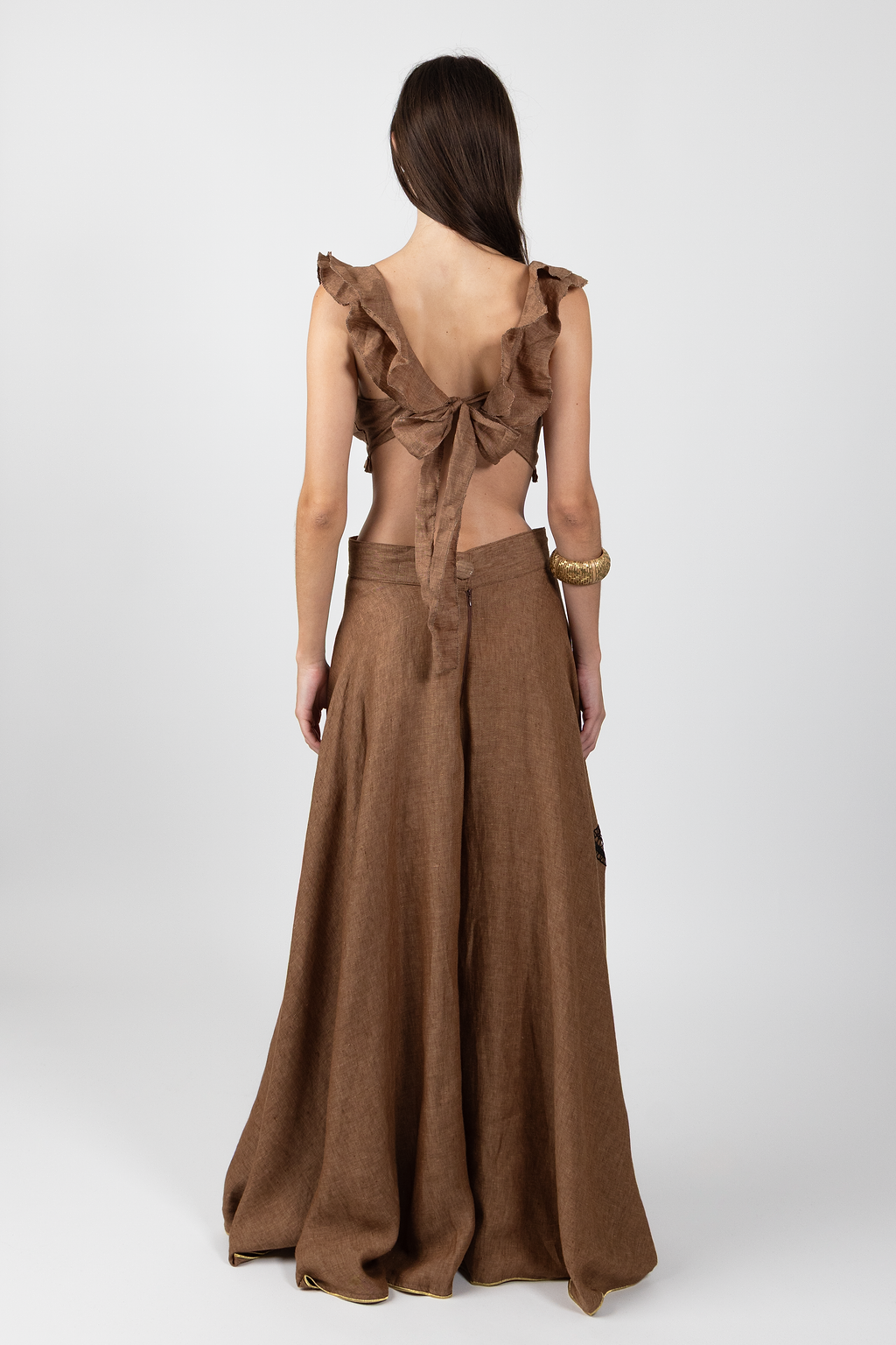 mariposa linen skirt - brown