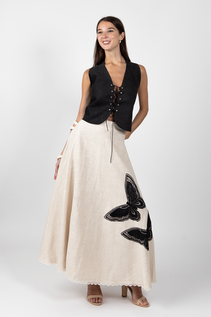 Mariposa Linen Skirt - Beige