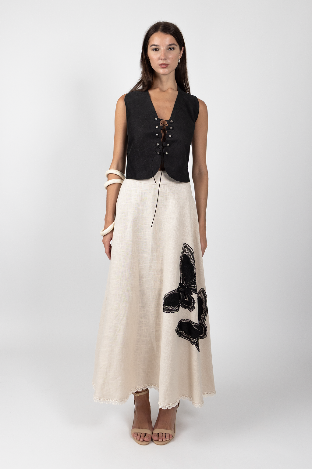 mariposa linen skirt - beige