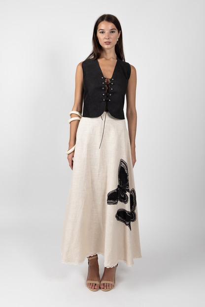 Mariposa Linen Skirt - Beige