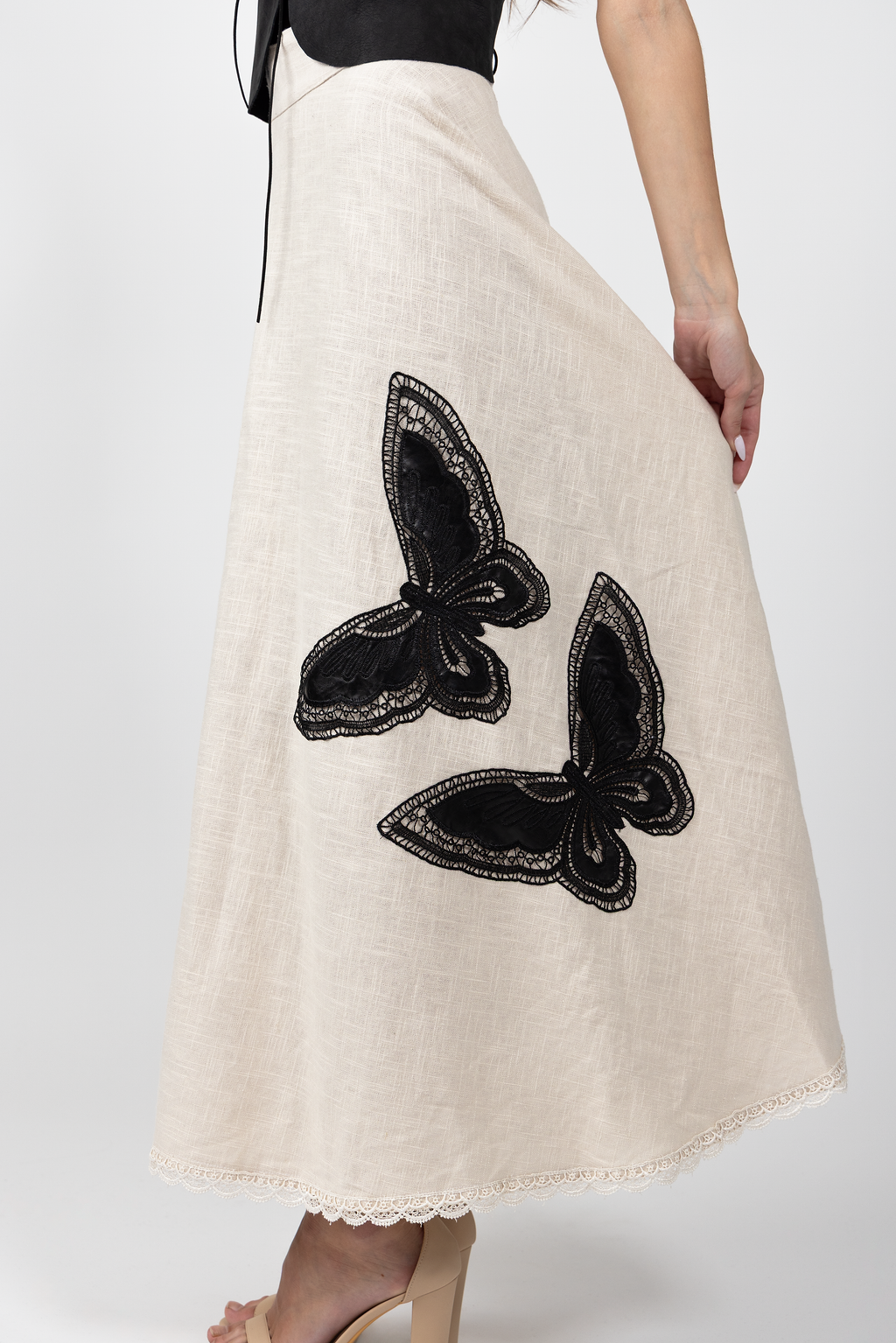 mariposa linen skirt - beige