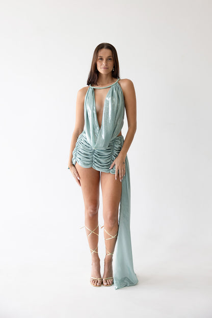 Aqua Mini Dress