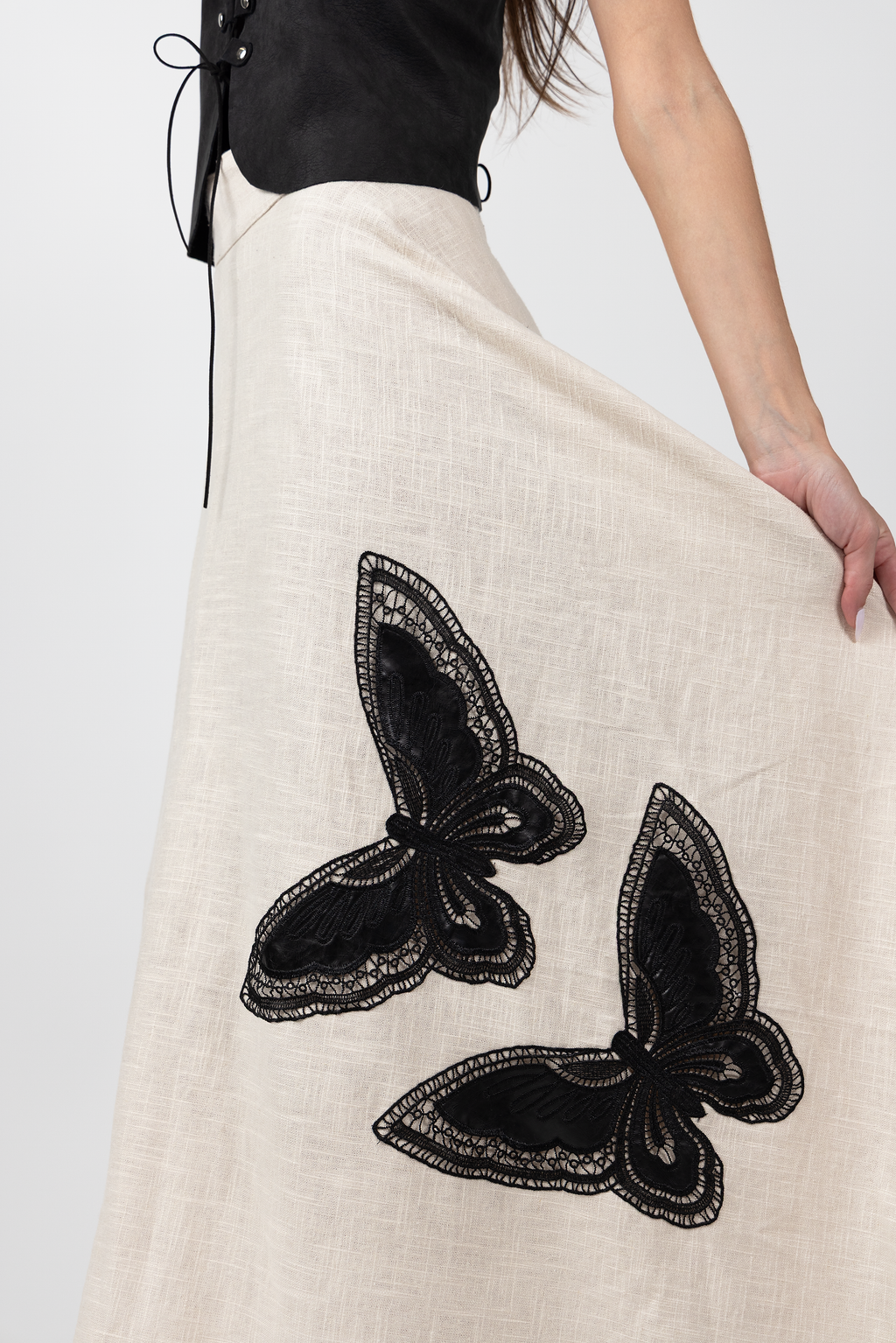 mariposa linen skirt - beige