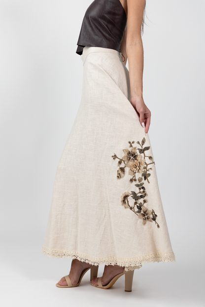 Pampa Linen Skirt - Beige