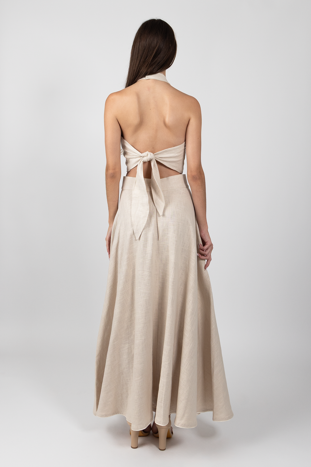 rose linen skirt - beige