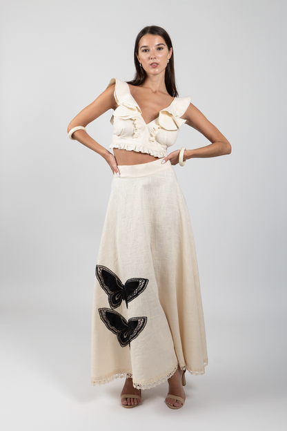 Mariposa Linen Skirt - Natural