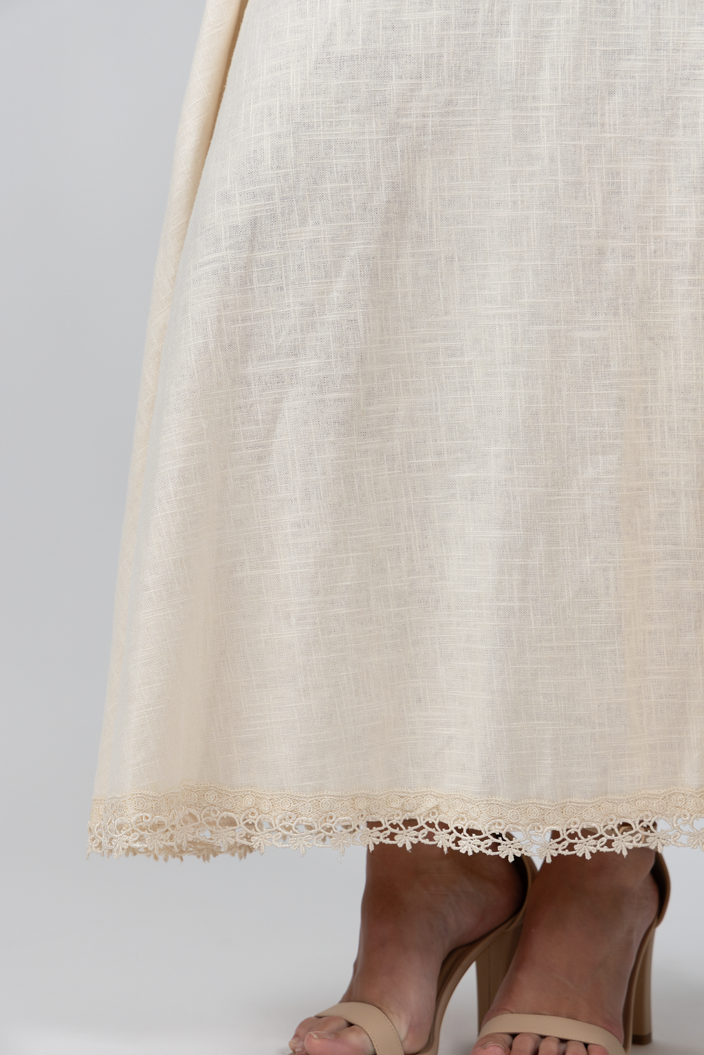 rose linen skirt - natural
