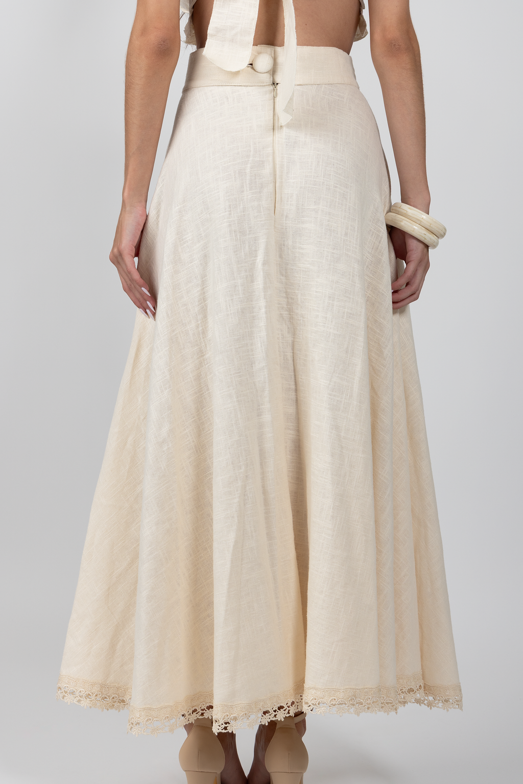rose linen skirt - natural