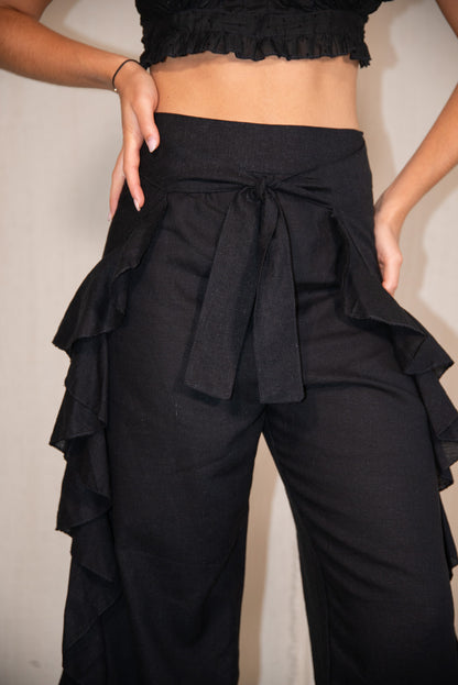 Ruffles Pant Black