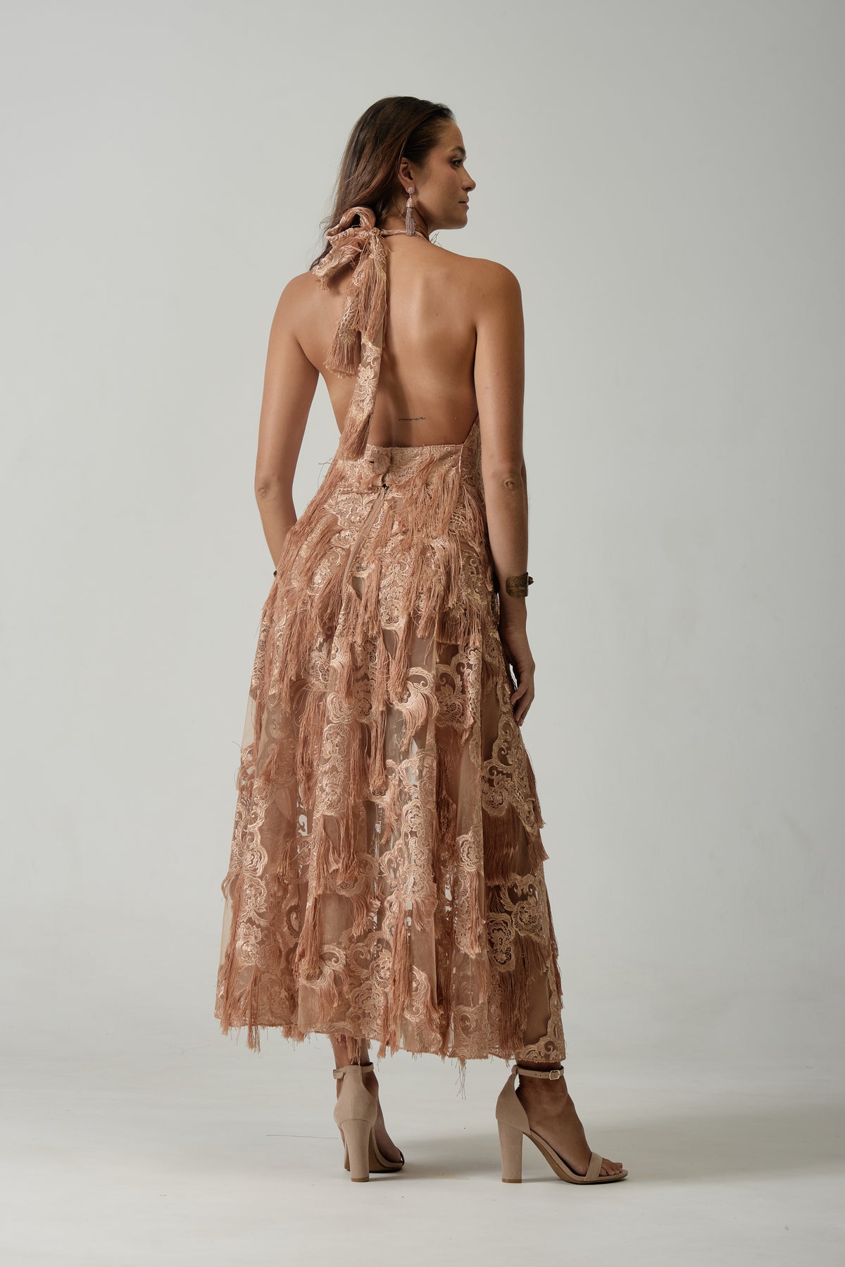 rosé lace dress
