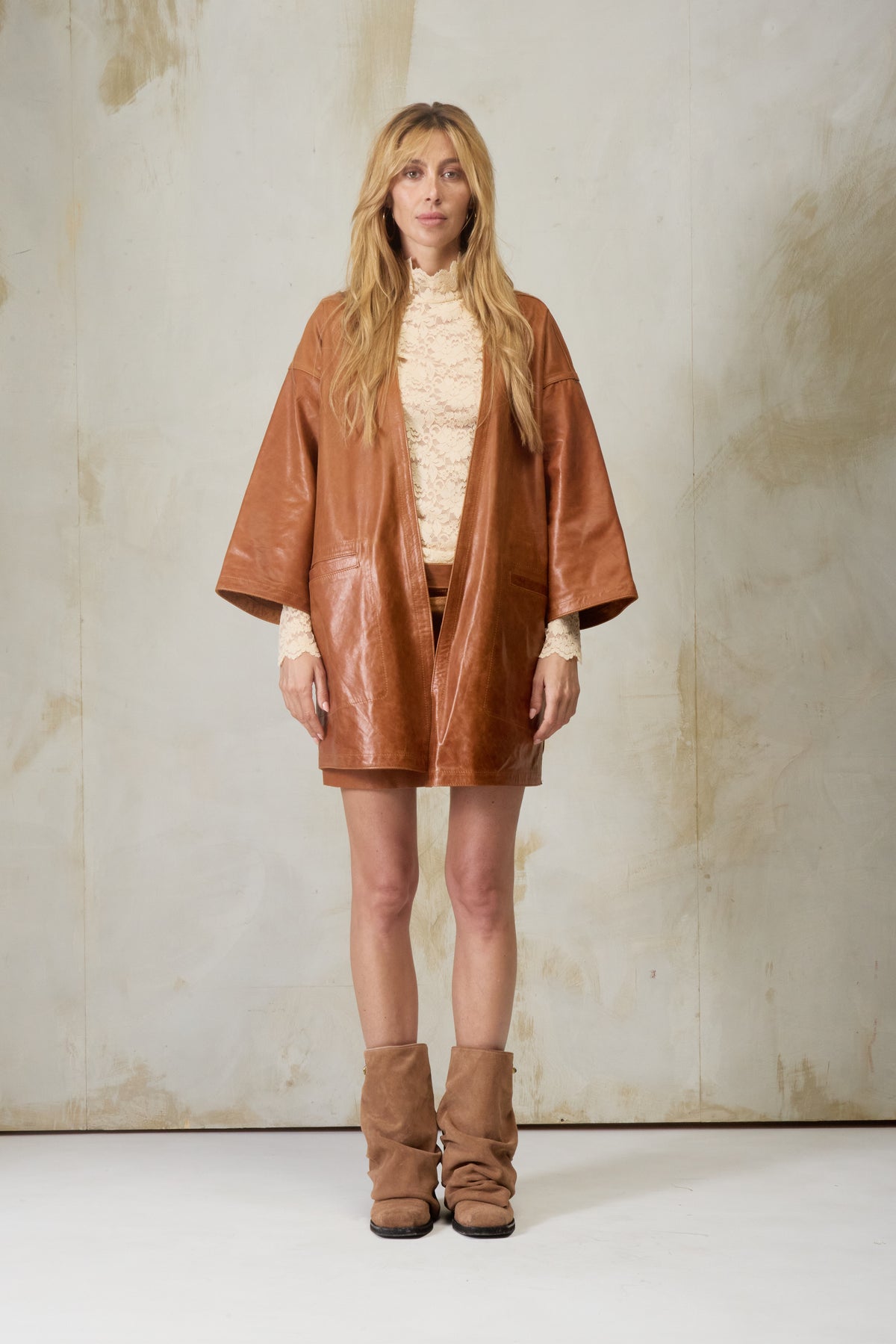 pampa oversized coat - suede