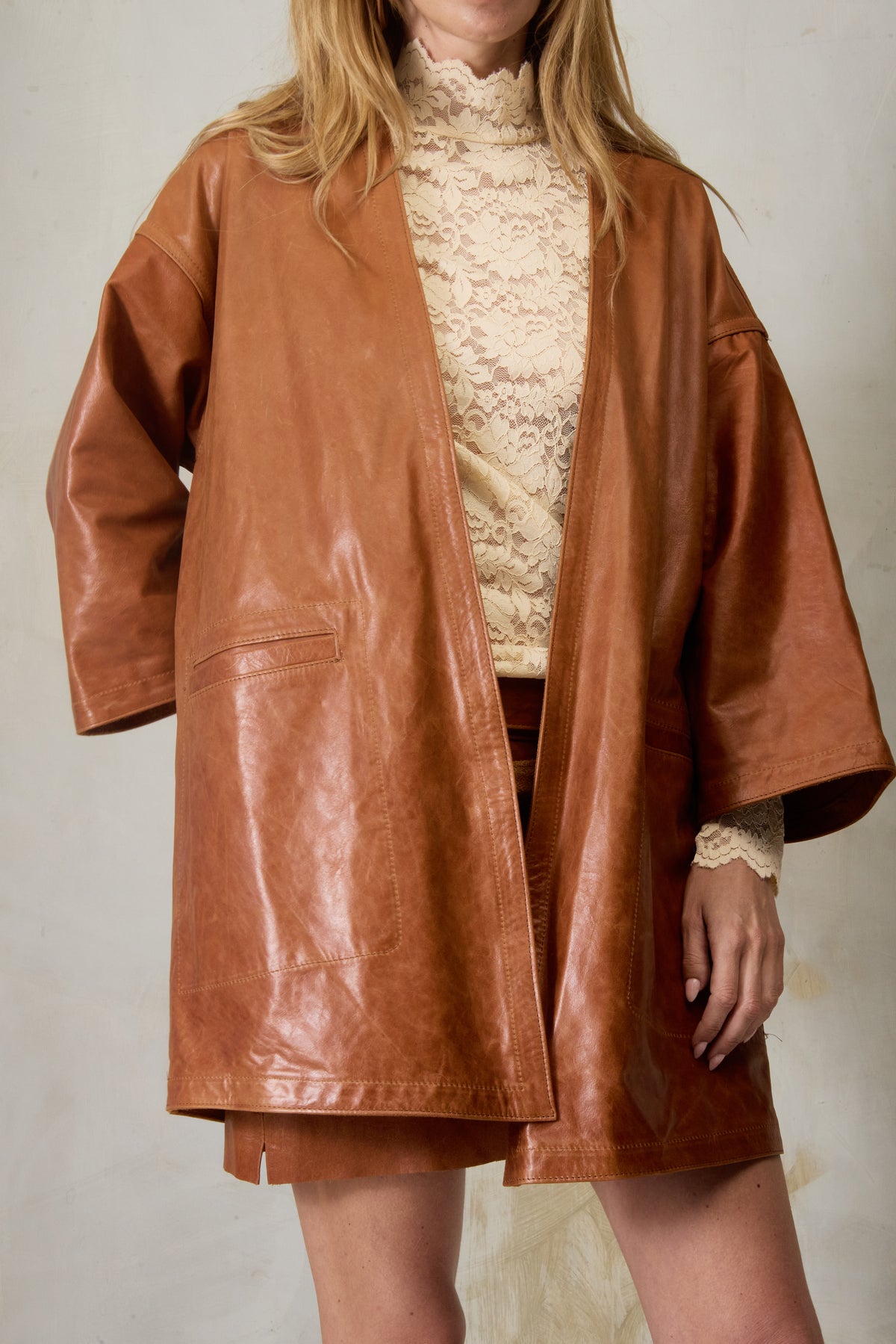 pampa oversized coat - suede