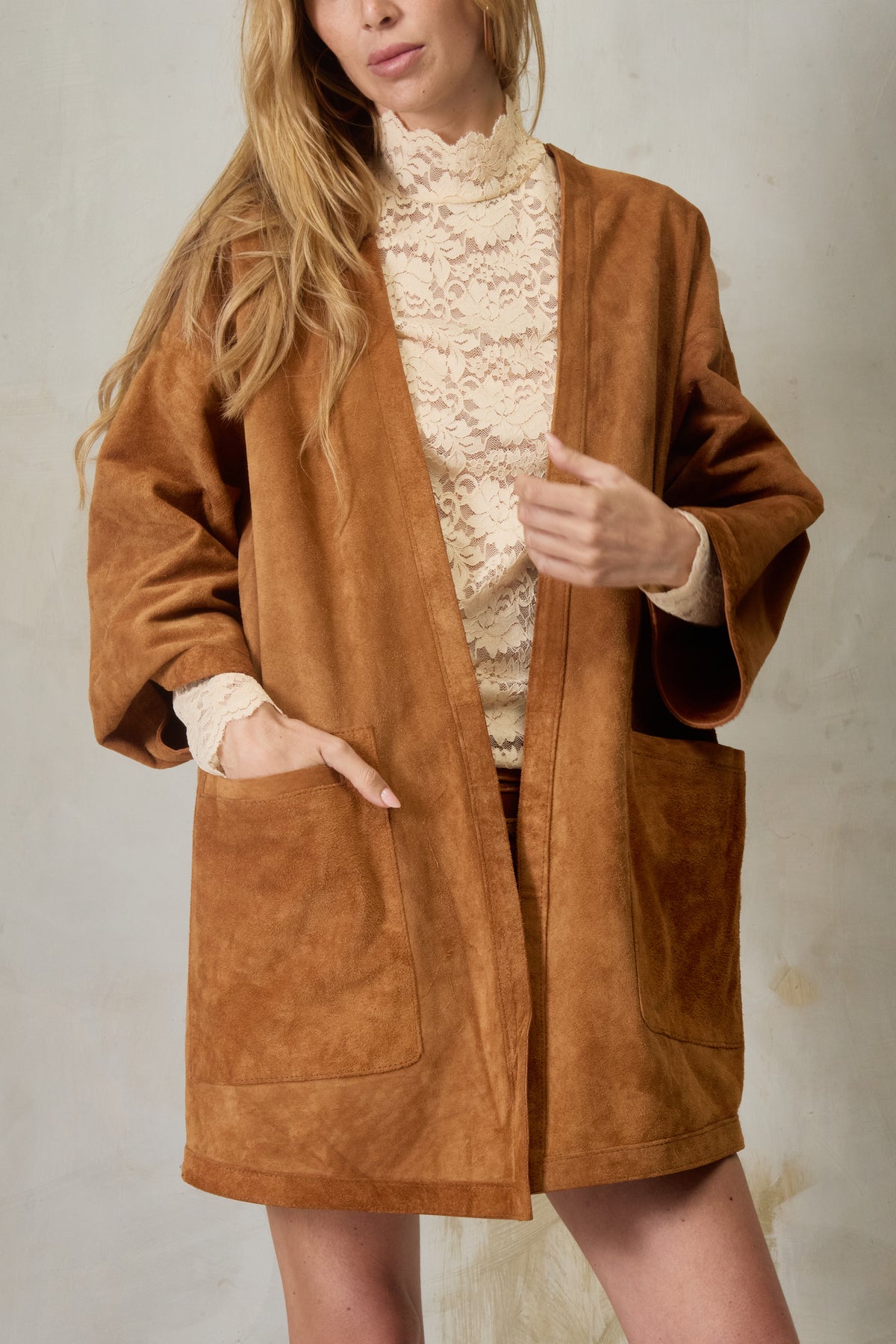pampa oversized coat - suede