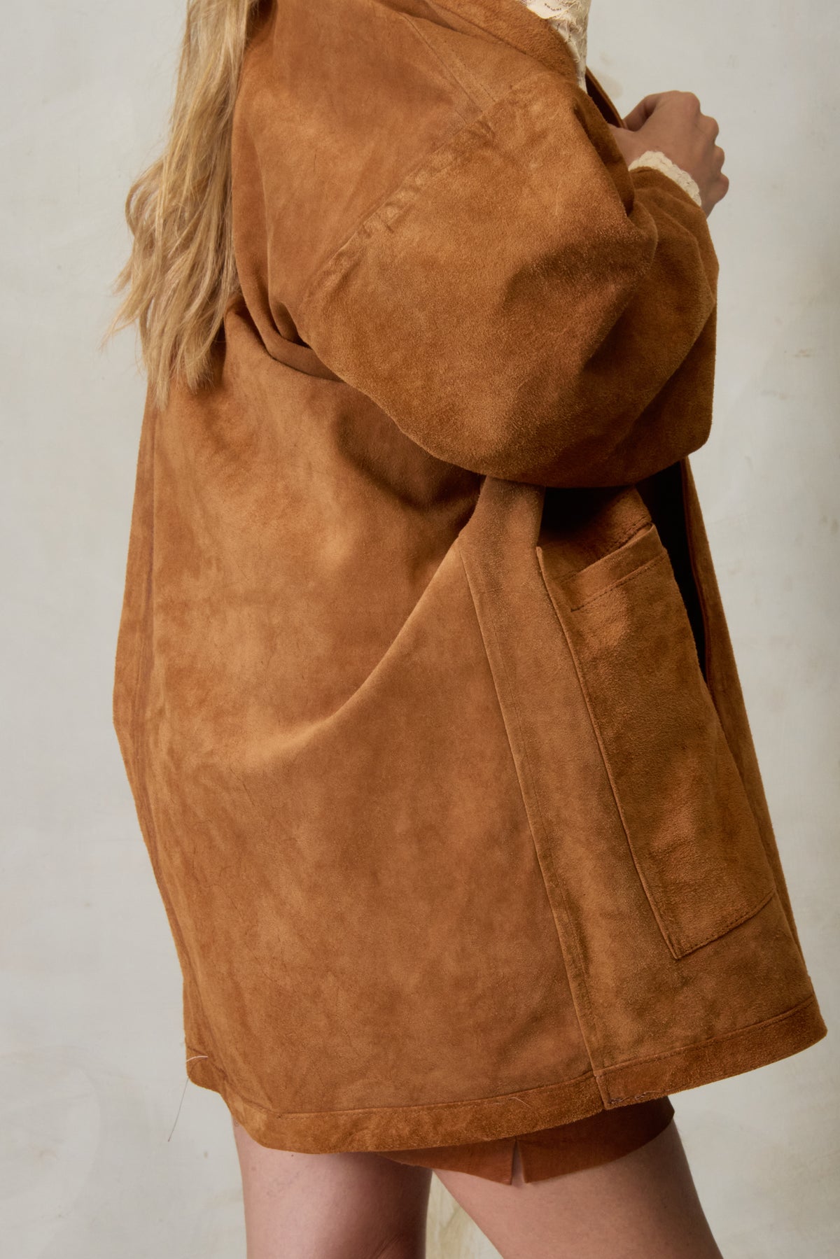 pampa oversized coat - suede