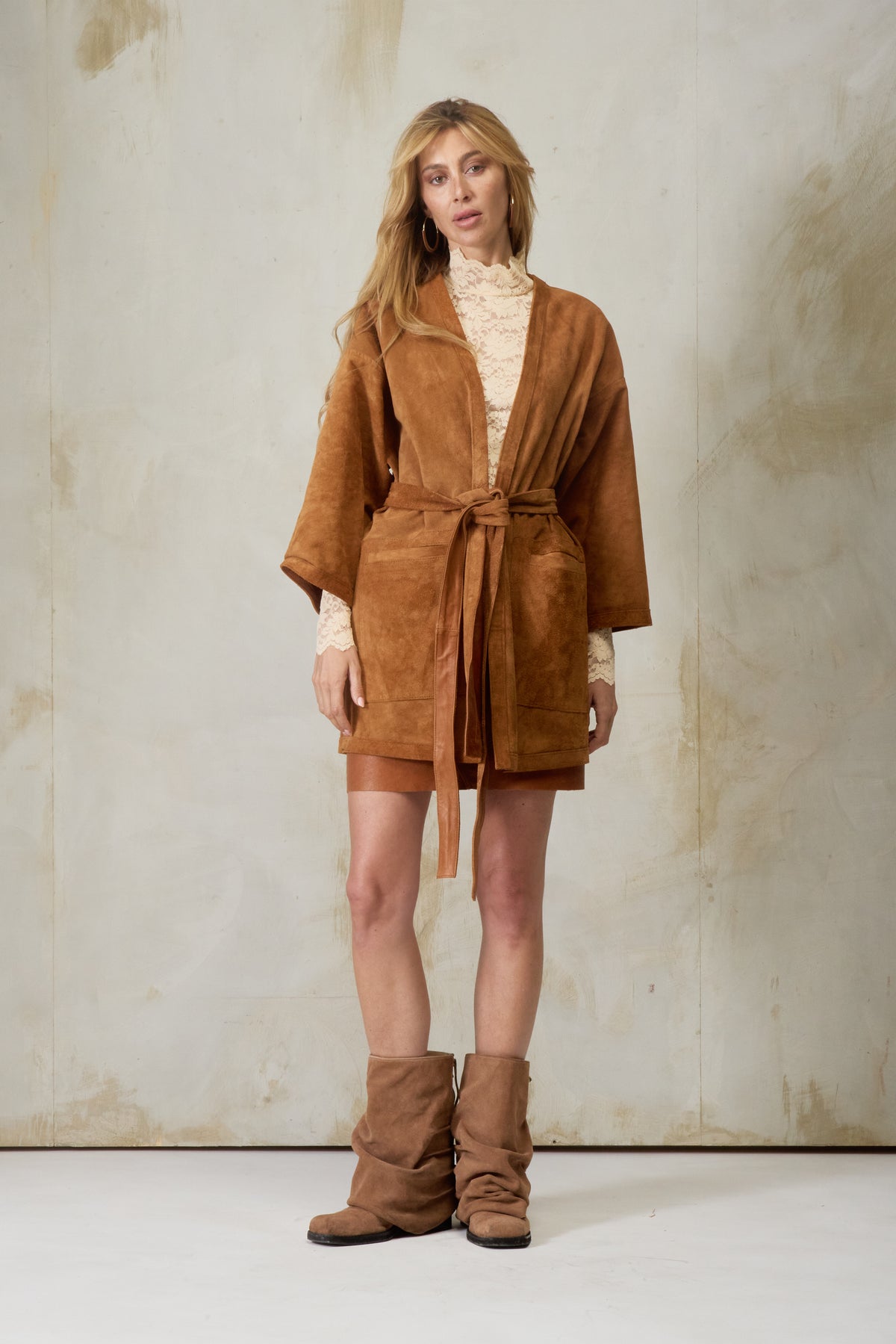 pampa oversized coat - suede