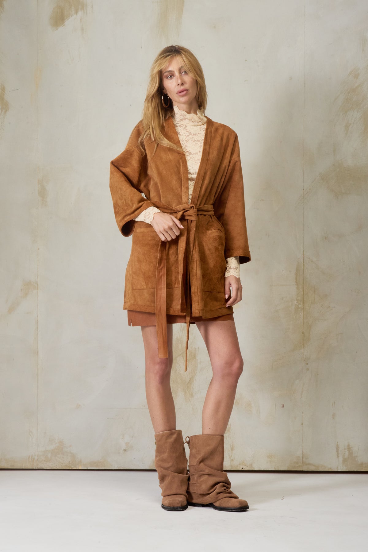 pampa oversized coat - suede