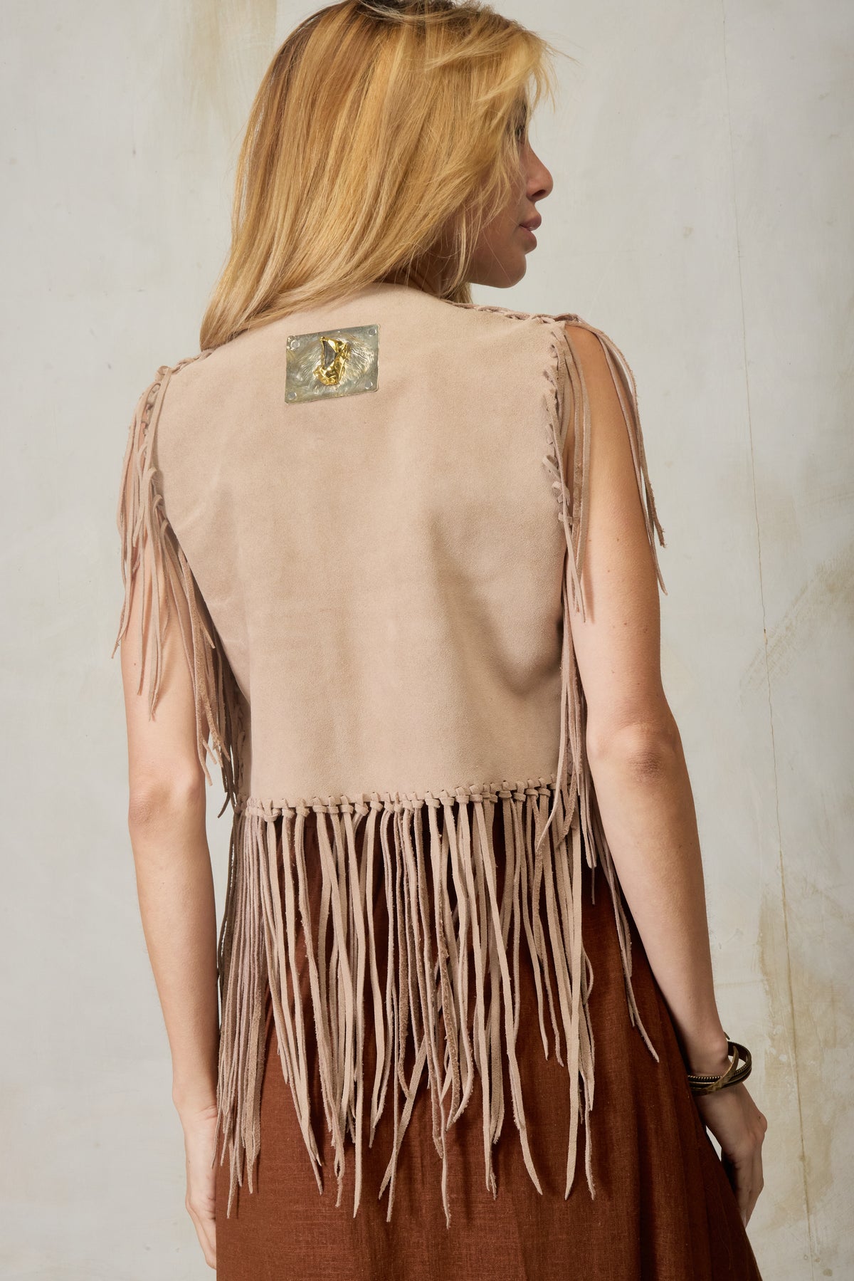 calafate fringe vest - silver quartz