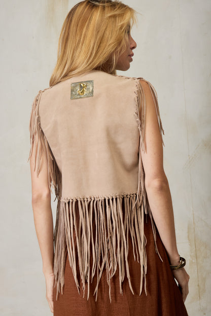 Calafate Fringe Vest - Silver Quartz