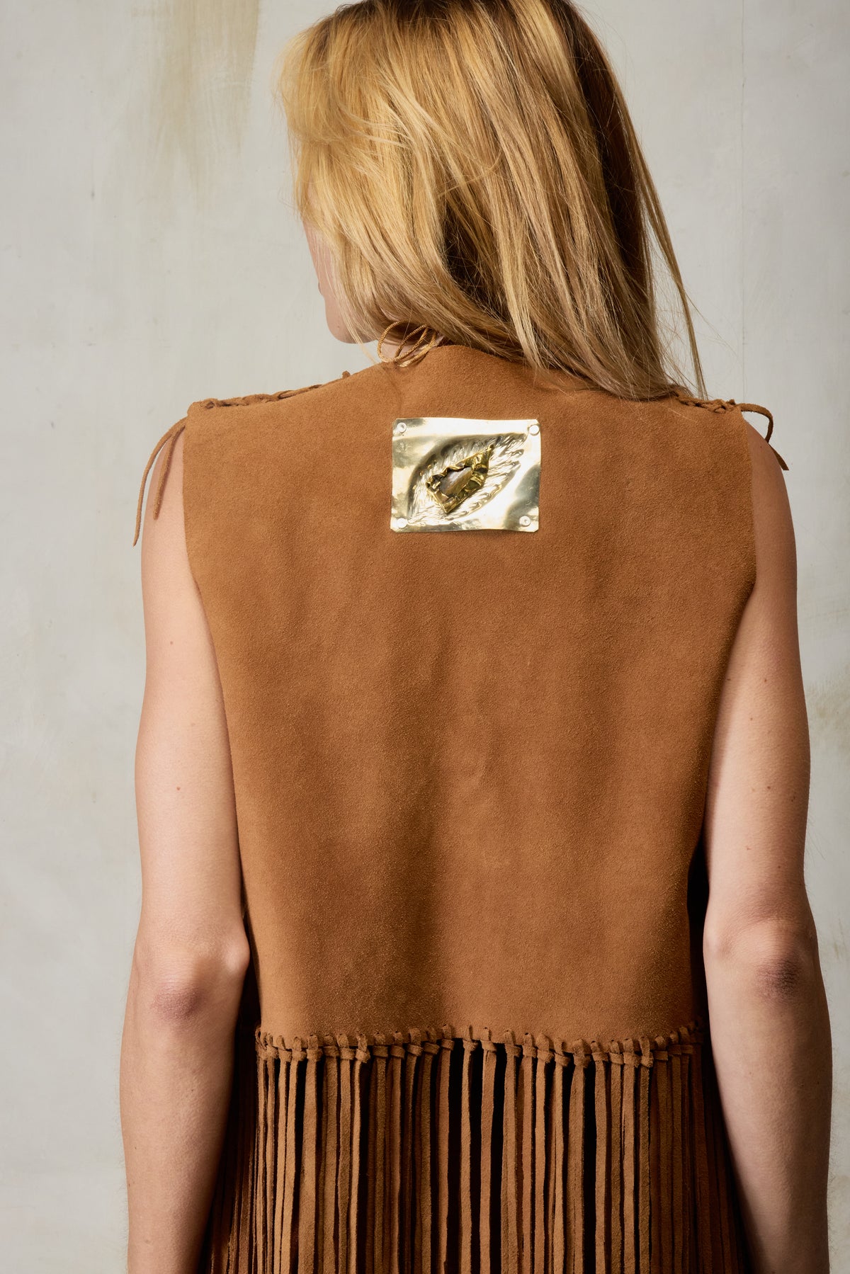 pampa fringe vest - brown agate