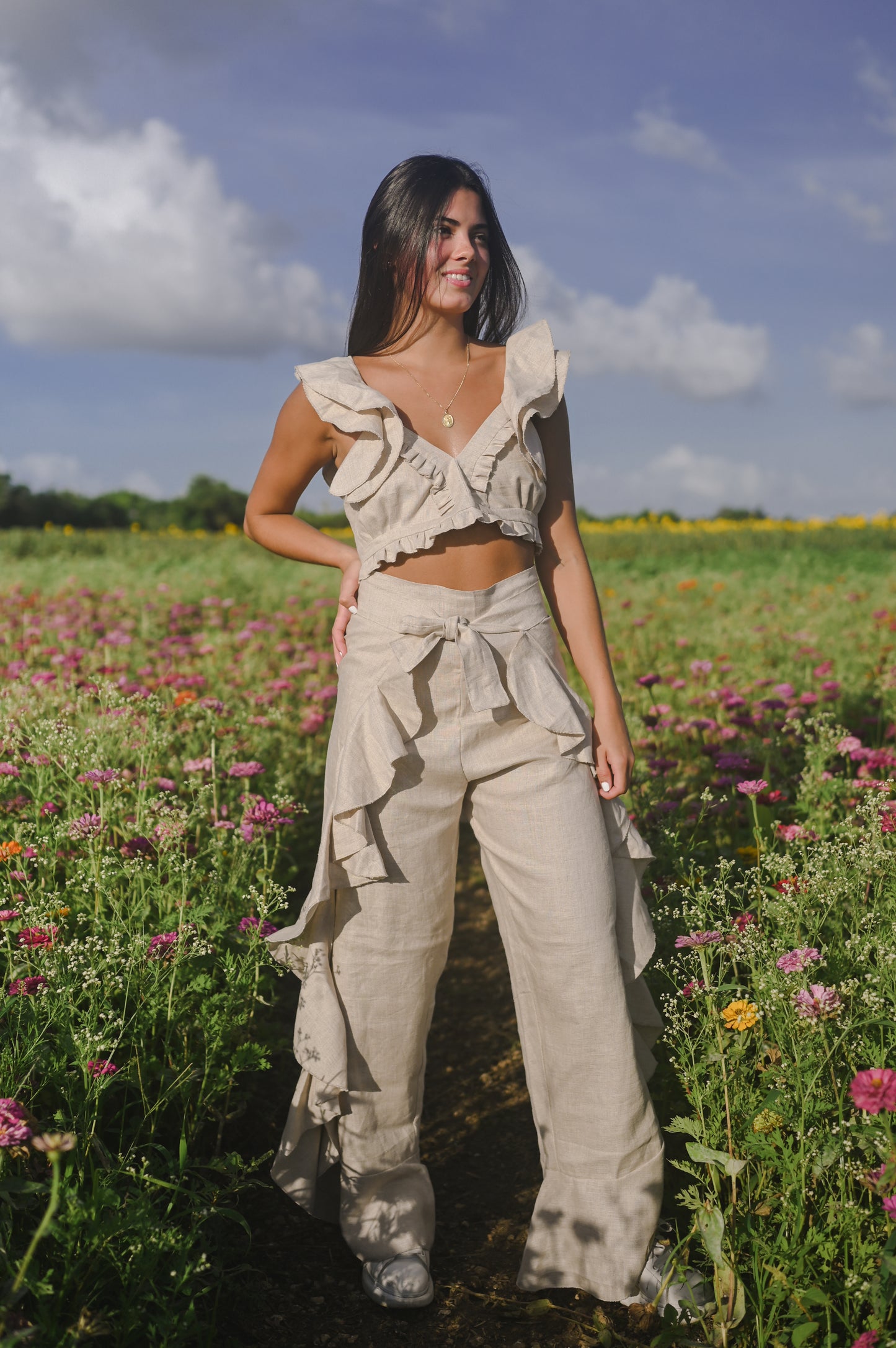 ruffles pant beige