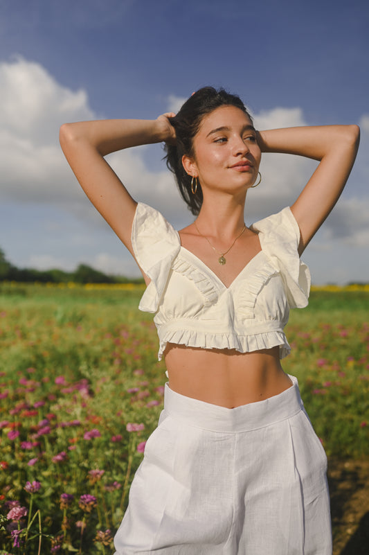 Ruffles Top White