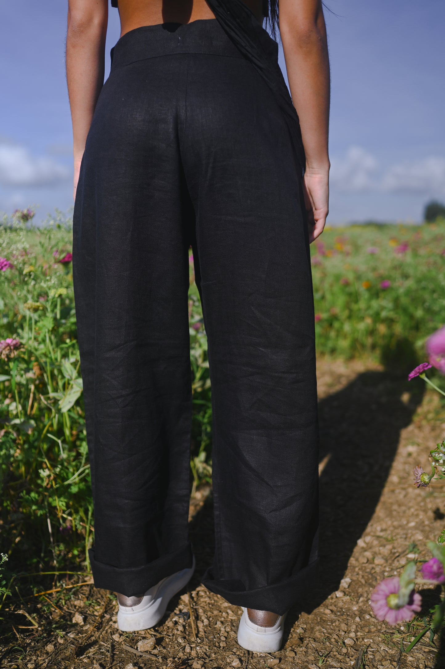 linen pant black