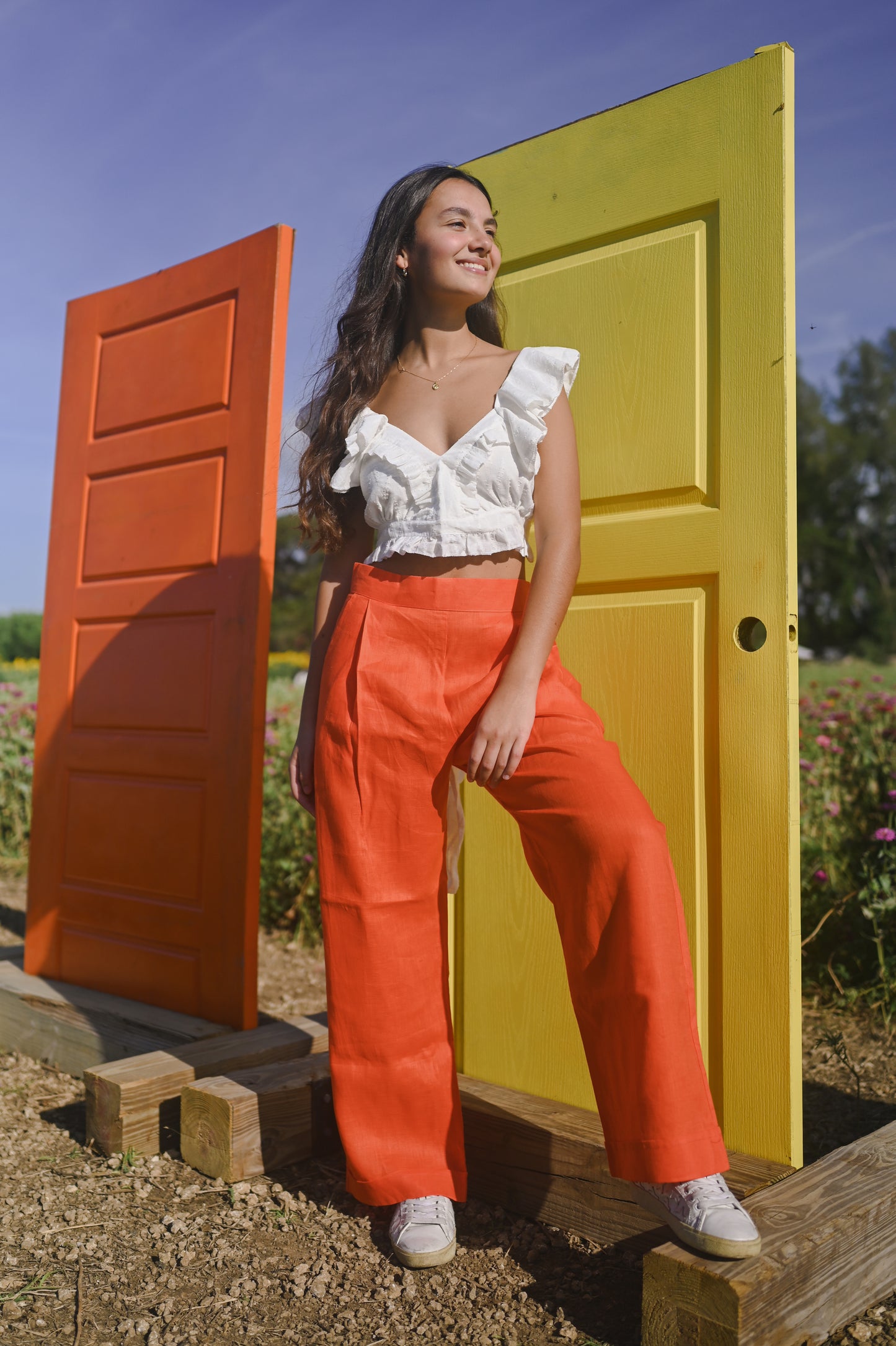 linen pant orange