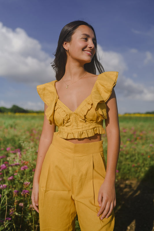 Ruffles Top Yellow