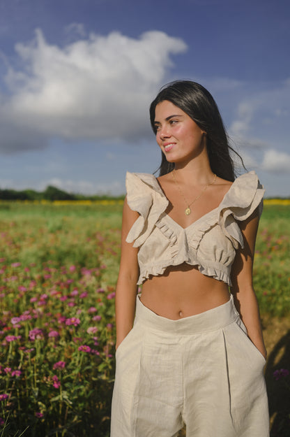 Top Volantes Beige